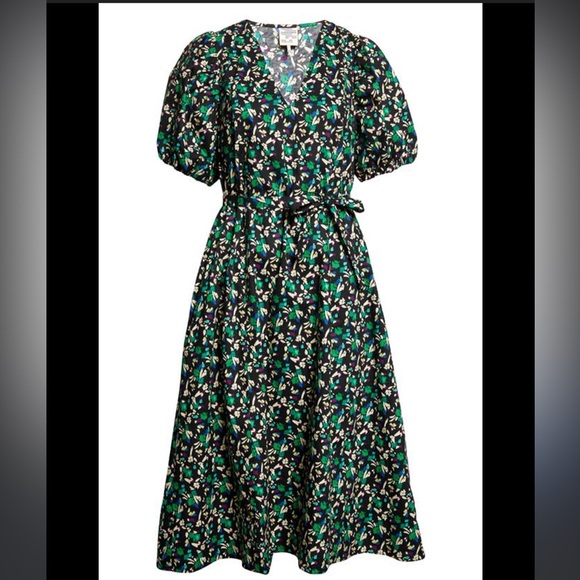 BAUM UND PFERDGARTEN AZALIA FLORAL ORGANIC COTTON DRESS IN BLACK DANDY FLOWER - Picture 2 of 5